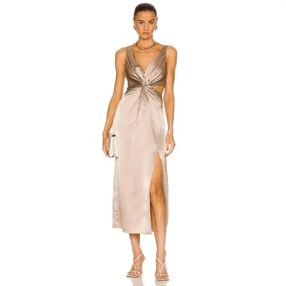 Nicholas Josephine Sesame Silk Dress Size 4 NWT